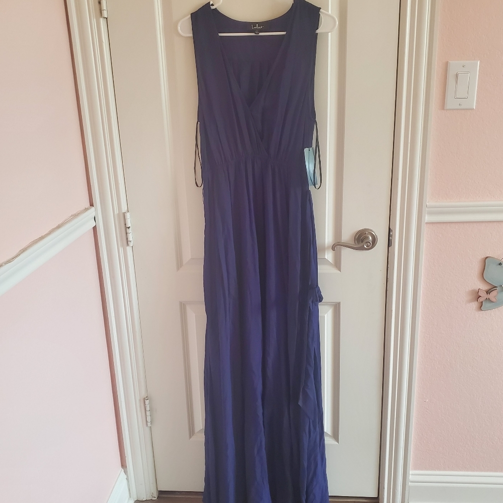 Lulu's Blue Sleeveless Flowy Maxi Dress- NWT